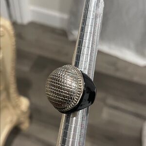 Black and Silver Dome Ring
